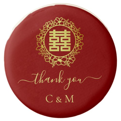 Floral wreath thank you red Chinese wedding Chocolate Covered Oreo