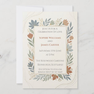 Floral Wreath Thistle Wedding Invitation