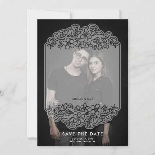 Floral Wreath Vellum Effect Photo Save The Date