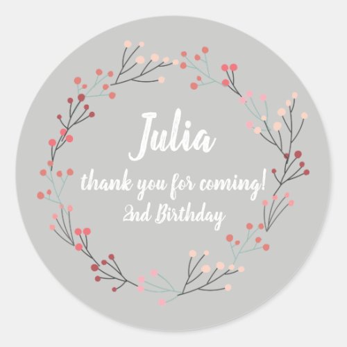 Floral Wreath Vintage Birthday Thank you Stickers