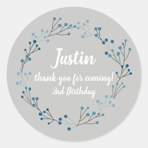 Floral Wreath Vintage Birthday Thank you stickers