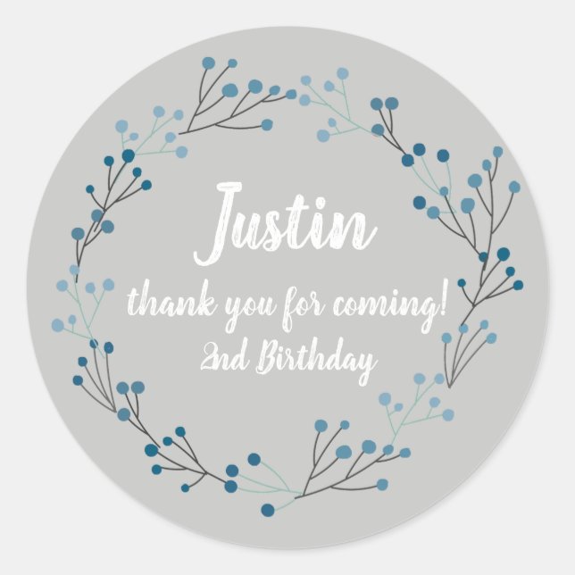 Floral Wreath Vintage Birthday Thank you stickers (Front)