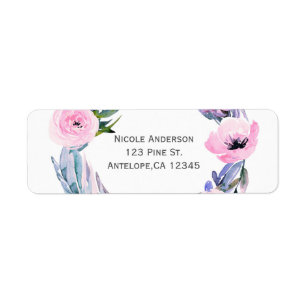 Floral Wreath Watercolor Elegant Bridal Shower Label