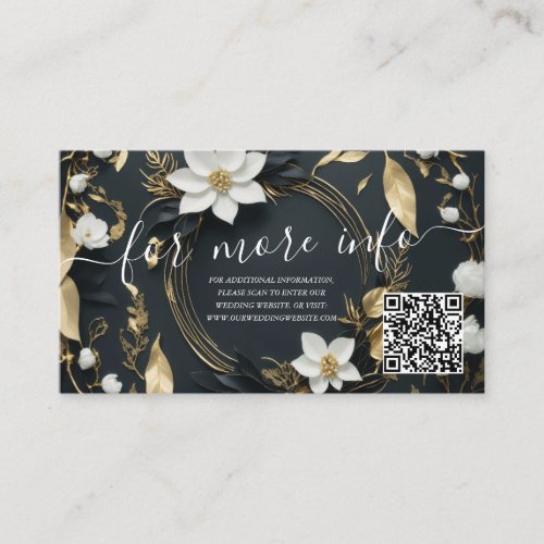 Floral Wreath Wedding Details Information QR Code Enclosure Card