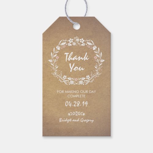 Floral Wreath Wedding Gift Tags