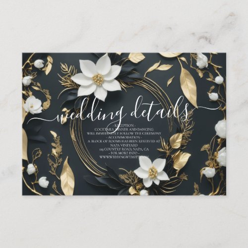 Floral Wreath Wedding Information Details Photo Enclosure Card