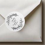 Floral Wreath Wedding Initial Monogram Classic Round Sticker<br><div class="desc">Custom-designed wedding monogram stickers featuring modern calligraphy with hand-drawn style floral wreath design. Perfect for adding a touch of style to wedding envelopes,  gift packagings,  and more.</div>