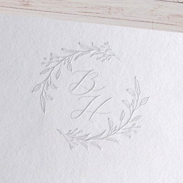 Floral Wreath Wedding Initial Monogram Embosser (Creator Uploaded)