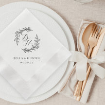 Floral Wreath Wedding Initial Monogram Paper