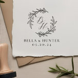 Floral Wreath Wedding Initial Monogram Self-inking Stamp<br><div class="desc">Custom-designed wedding logo stamp featuring modern calligraphy with hand-drawn style floral wreath design.</div>