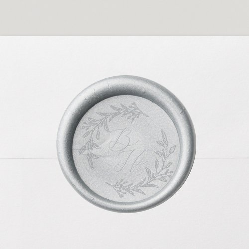 Floral Wreath Wedding Initial Monogram Wax Seal Stamp