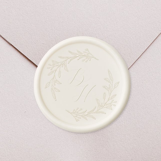Floral Wreath Wedding Initial Monogram Wax Seal Sticker (Creator Uploaded)