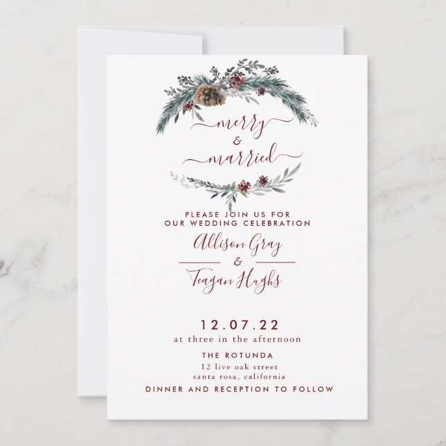 Floral Wreath Wedding Invitation  (Front)