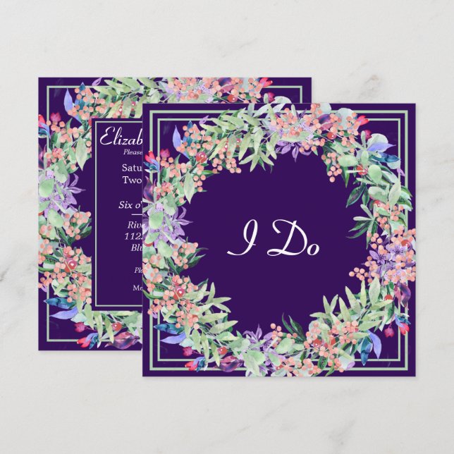 Floral Wreath Wedding Invitation (Front/Back)