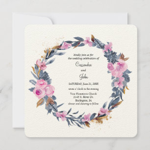 Floral Wreath Wedding Invitation