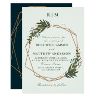 floral wreath wedding invitation