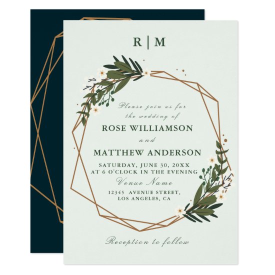 floral wreath wedding invitation