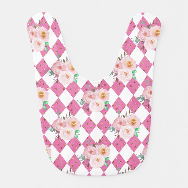 Floral Wreath Wedding Invitation Baby Bib (Front)