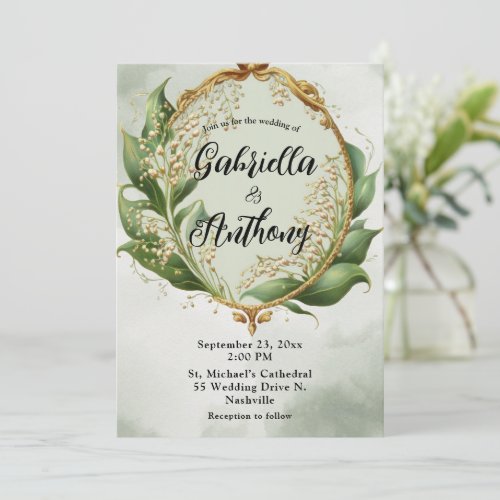 Floral Wreath Wedding Lillies of the Valley Invitation