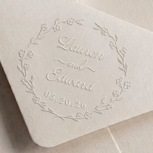 Floral Wreath Wedding Monogram Embosser