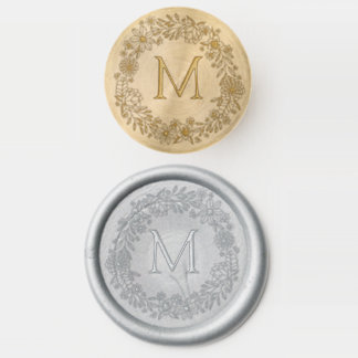 Floral Wreath Wedding Monogram Wax Seal Stamp