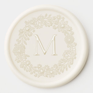 Floral Wreath Wedding Monogram Wax Seal Sticker