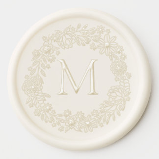 Floral Wreath Wedding Monogram Wax Seal Sticker