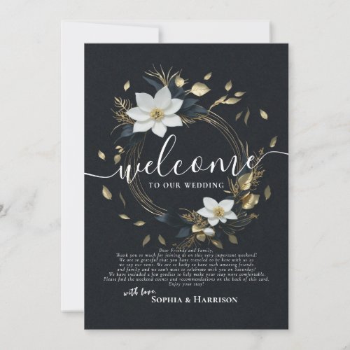 Floral Wreath Wedding Welcome Letter  Itinerary Invitation
