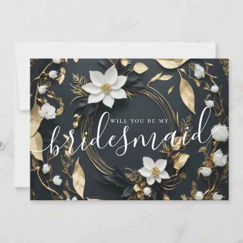 Floral Wreath Will You Be My Bridesmaid Proposal Invitation