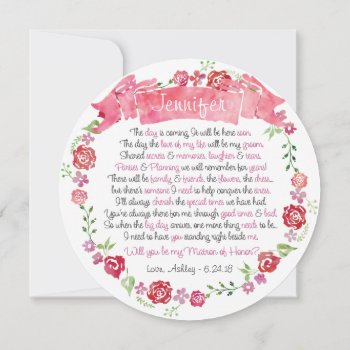 Floral Wreath Will You Be My Matron Of Honor Card by weddingsnwhimsy at Zazzle