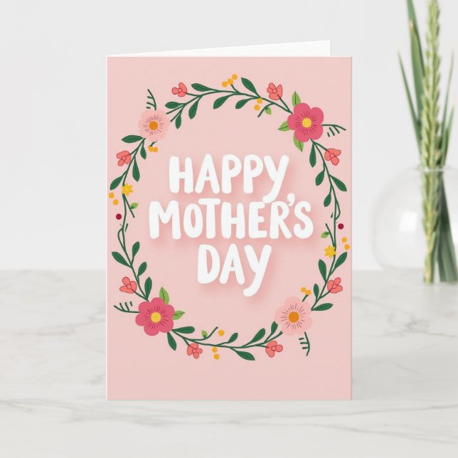 Floral Wreath Wishes Card (Front)