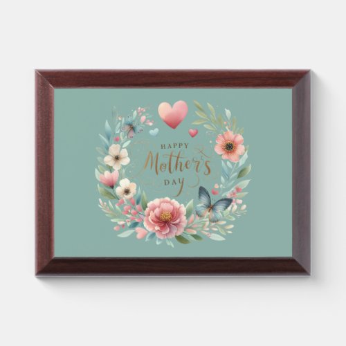 Floral Wreath with a Butterfly Happy Mothers Day  Award Plaque