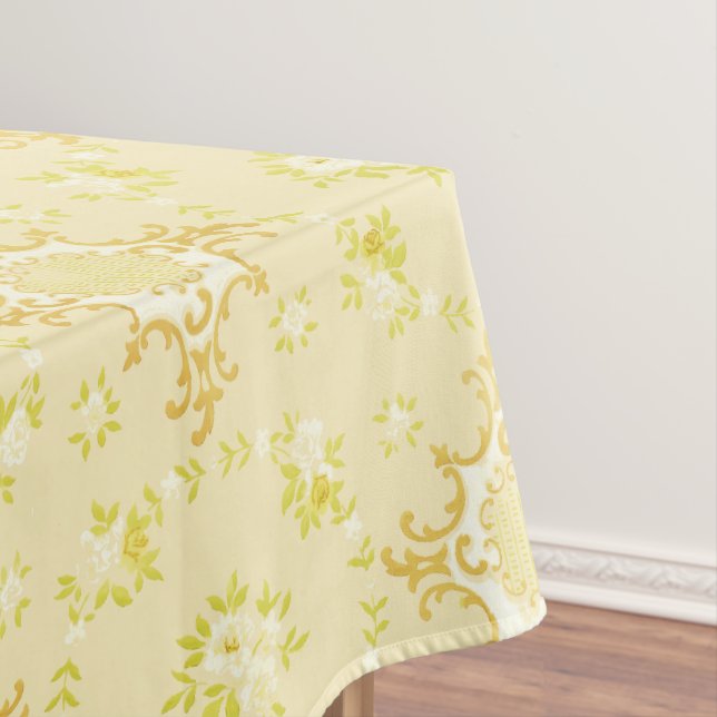 Floral Wreaths With Rose Centers Pattern Tablecloth (In Situ)