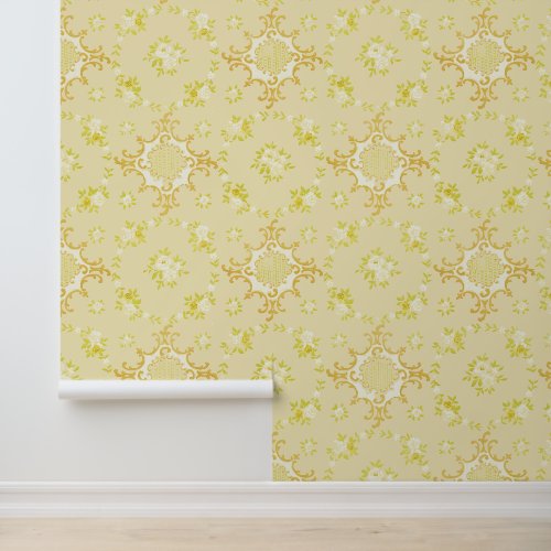 Floral Wreaths With Rose Centers Pattern Wallpaper