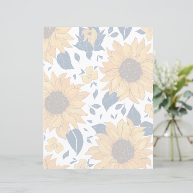 Floral writing paper - sunflowers washed design (Standing Front)