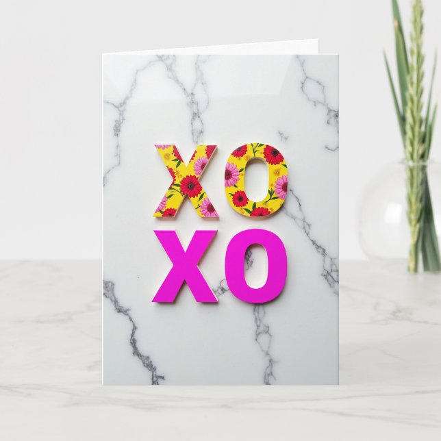 Floral Xoxo Modern Love Card (Front)
