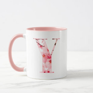 Floral Y Initial Mug Personalized Name & Traits