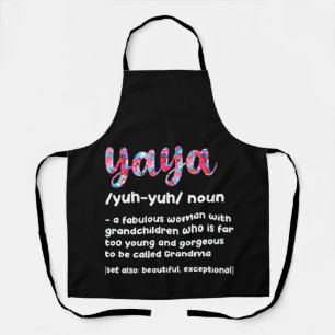 Floral Yaya Definition Grandma Mother's Day Grandm Apron