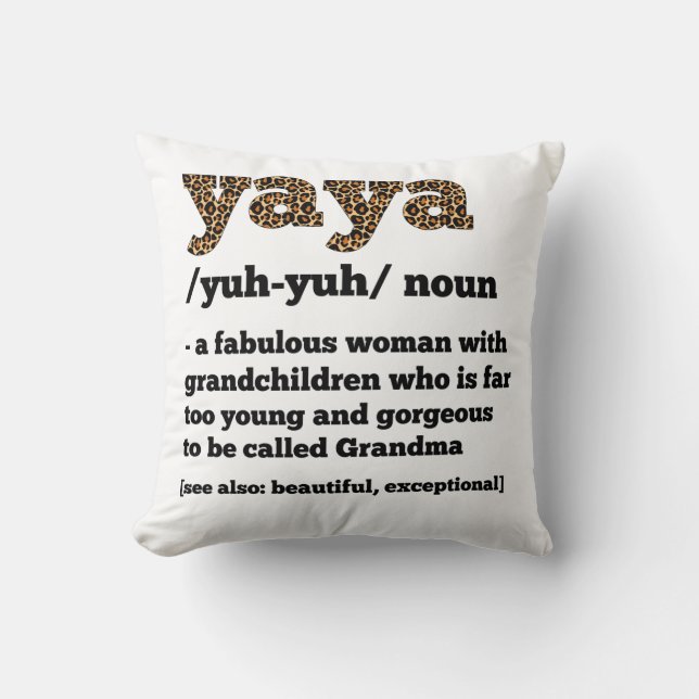 Floral Yaya Definition Grandma Mother's Day Grandm Throw Pillow (Front)