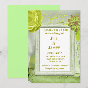 Floral Yellow and Green Wedding Invitation