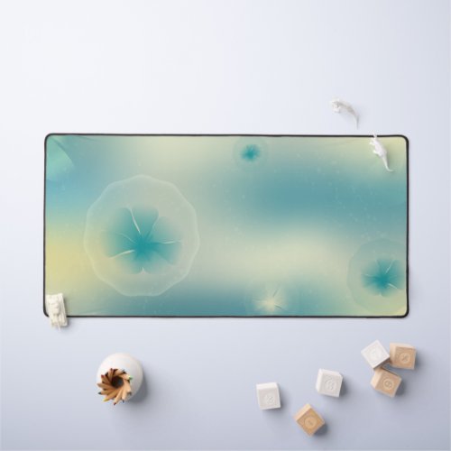 Floral Yellow and teal background Multi_function Desk Mat