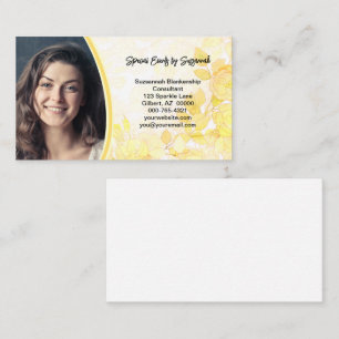 Floral Yellow Art Background Custom Photo Business Card