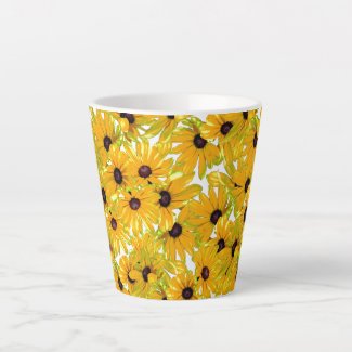 Floral Yellow Black Eyed Susan Flowers Latte Mug