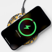 Floral Yellow Blue Tile Pattern Personalized Photo Wireless Charger (Phone)