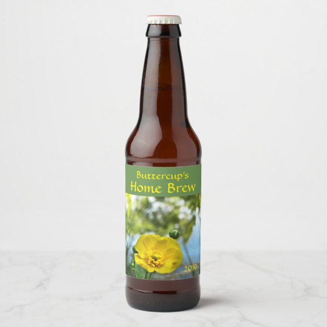 Floral Yellow Buttercup Flower Beer Label