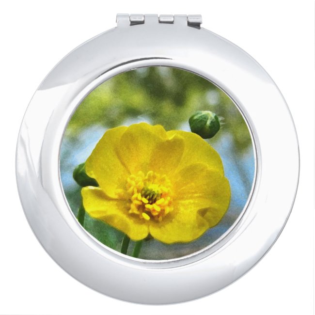 Floral Yellow Buttercup Flower Compact Mirror