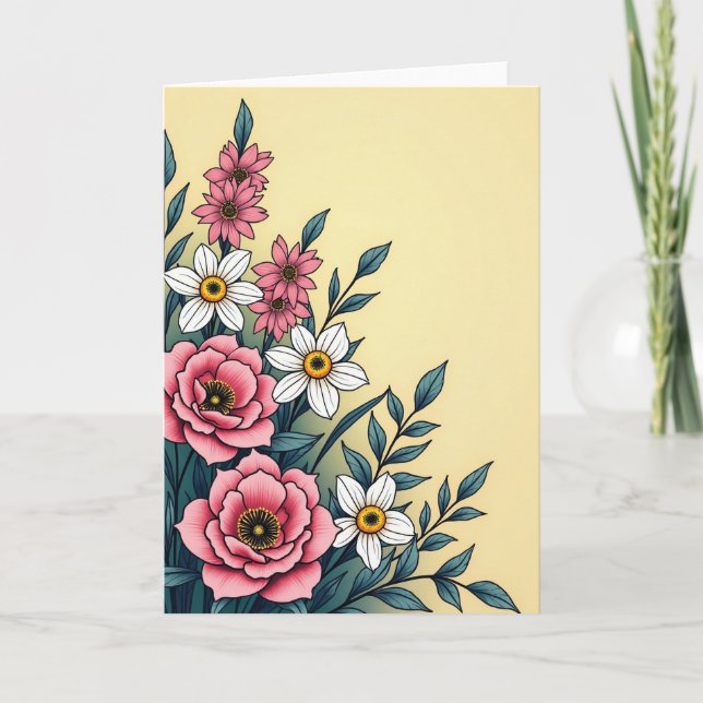 Floral Yellow Cream Art Card (Front)