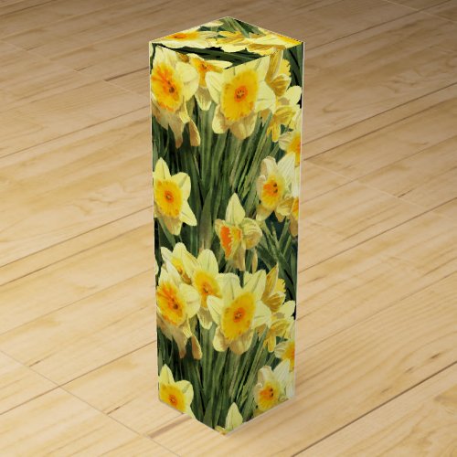 Floral Yellow Daffodil Pretty Wine Box