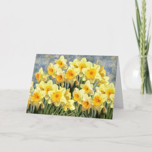 Floral Yellow Daffodil Spring Flowers Card