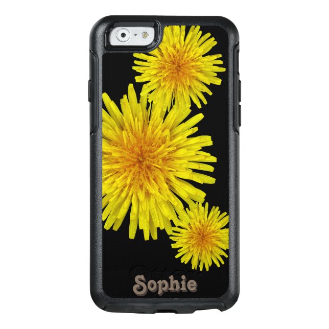 Floral Yellow Dandelions Custom Name Otterbox iPhone Case (Back)